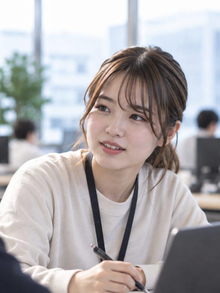 窓の外を見ながら考えている若手社員